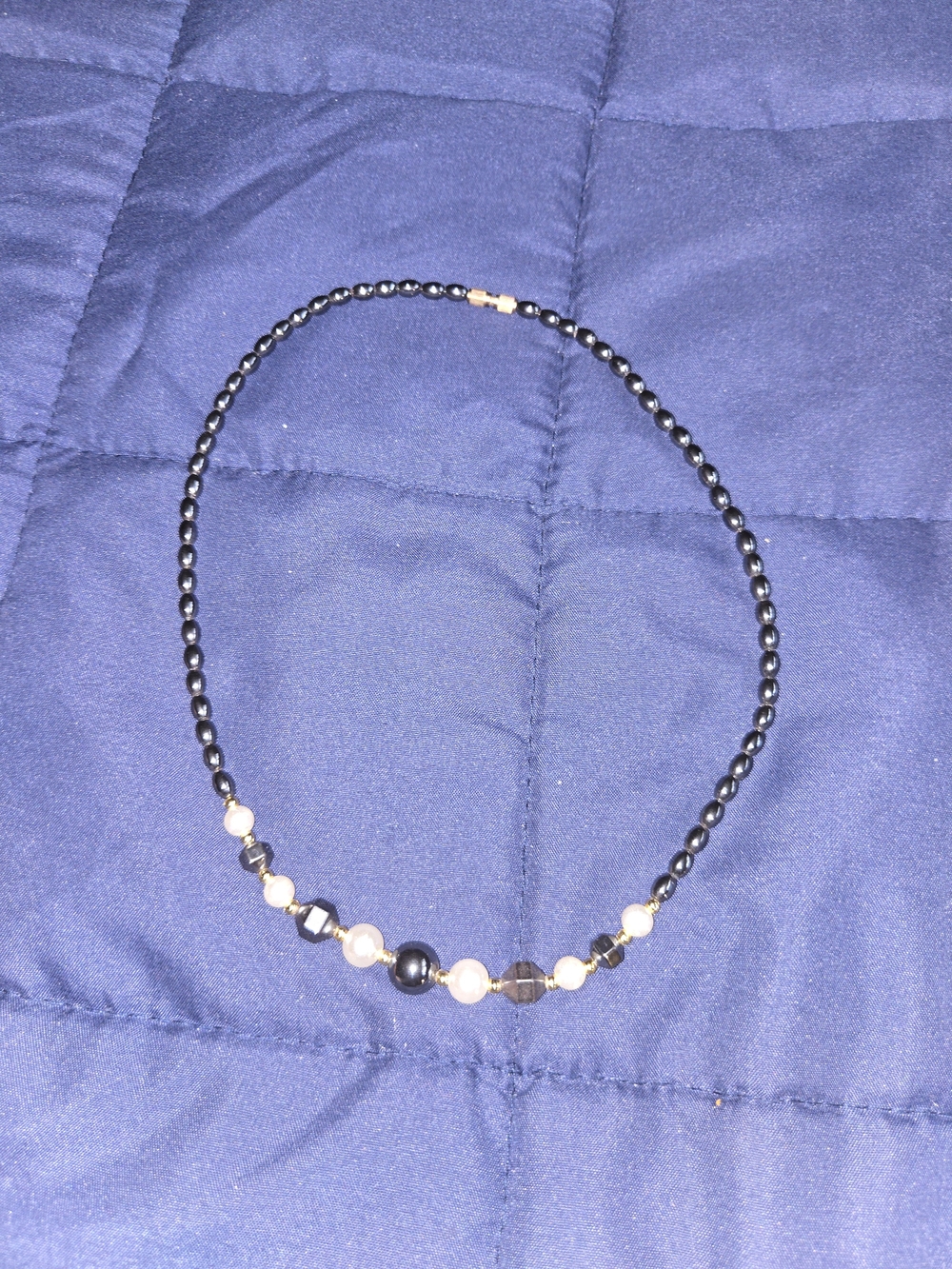 Classic Black Bead Necklace with Pearl Accents
